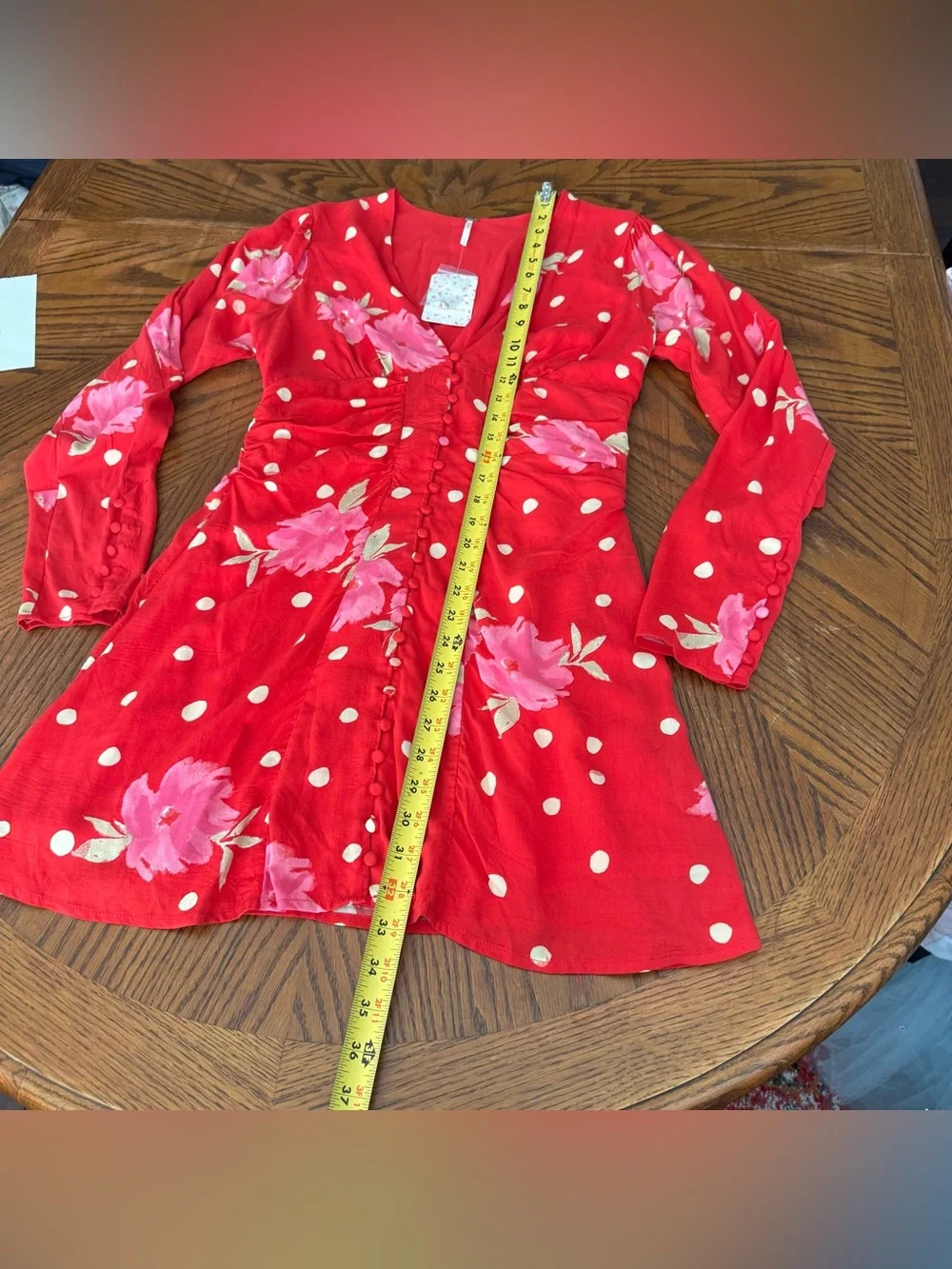 Free People Date Night Mini Dress In Floral Spot Print-red NWT